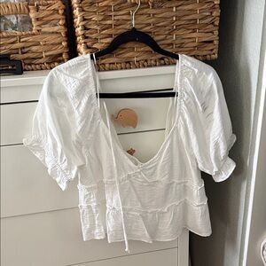 White Ruffled Women's Top